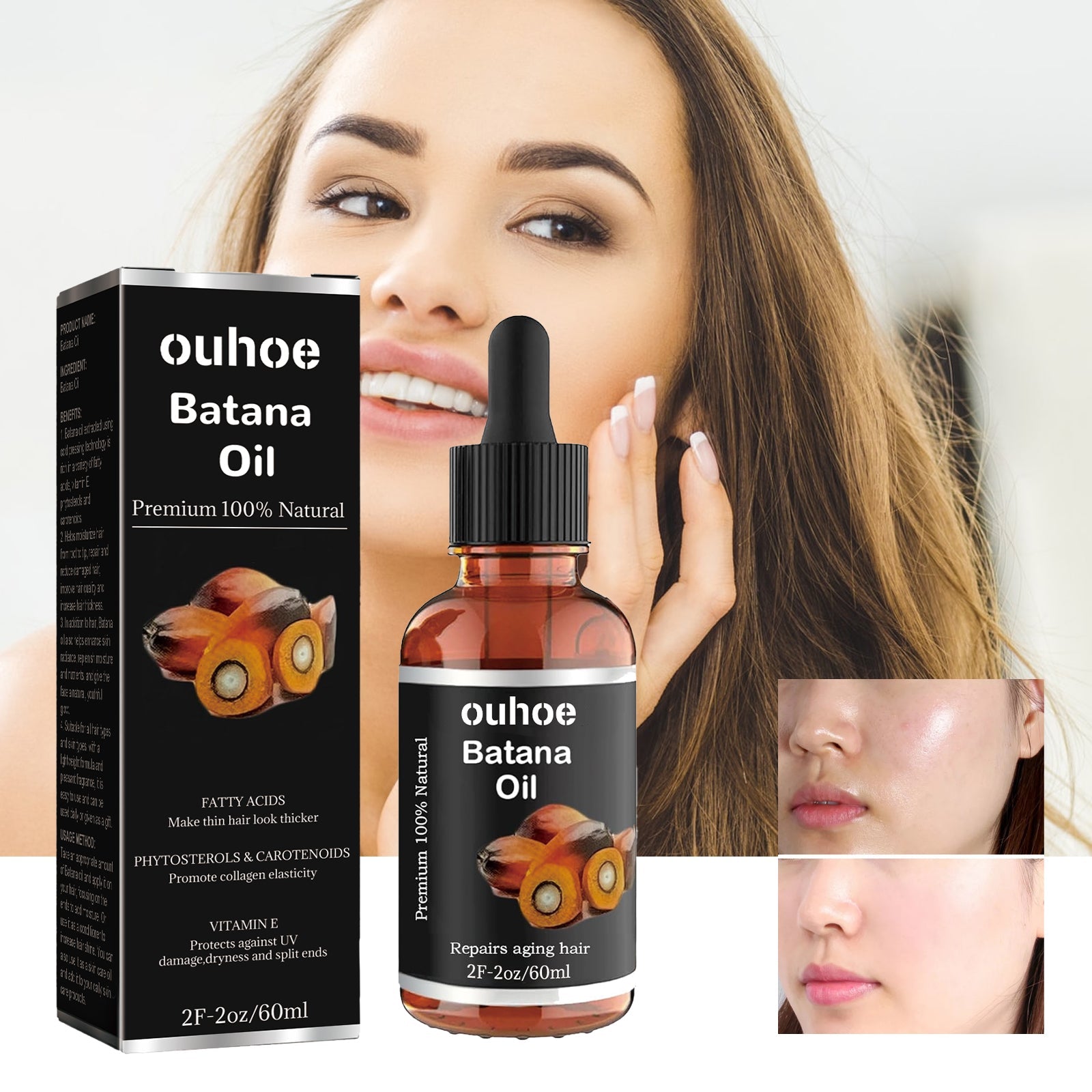 Batana Essential Oil, Hair Smoothing Anti-Loss Nourishing Skin Care Essential Oil
