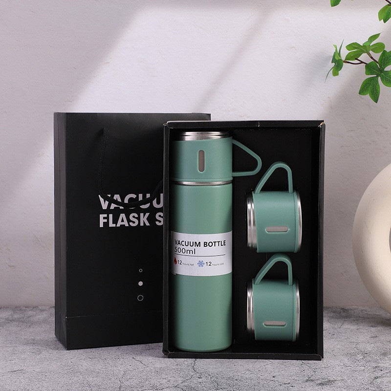 Three-lid thermos cups - portable fashion gift box set stainless steel