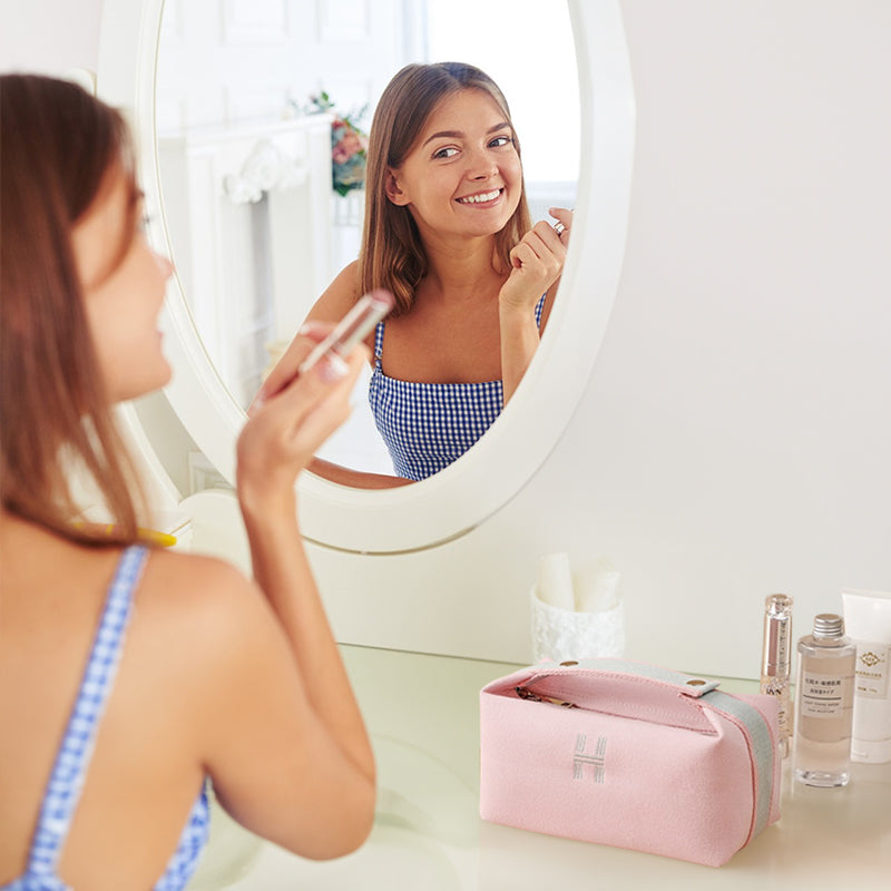 Portable premium canvas makeup bag, large capacity, washable, stylish storage for women