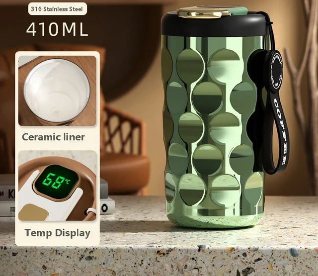 LED Temperature Display Insulated Cup - Stainless Steel Cup 410ml