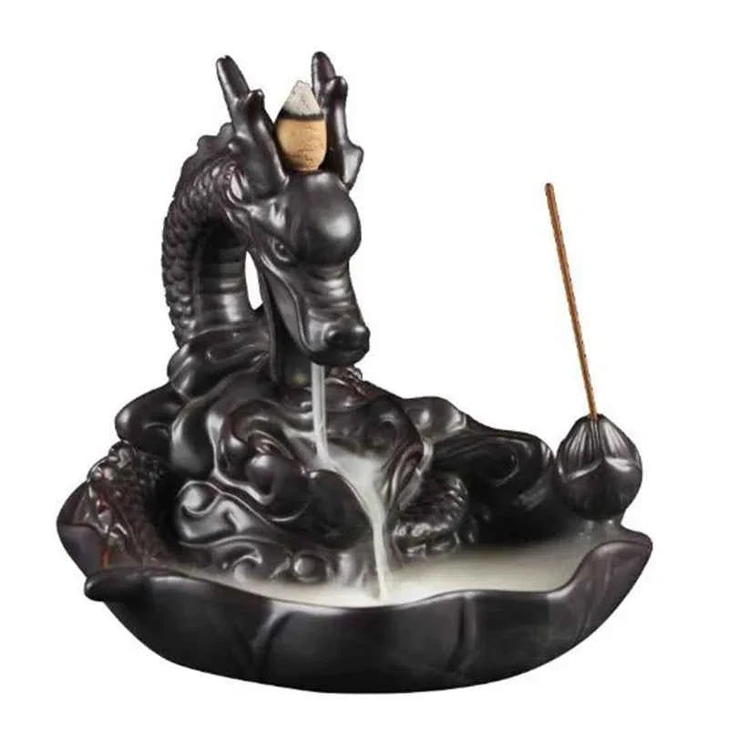 Backflow Incense Burner Incense Holder Auspicous Dragon Waterfall Aroma Furnace China Ceramic Crafts Zen Home Decor