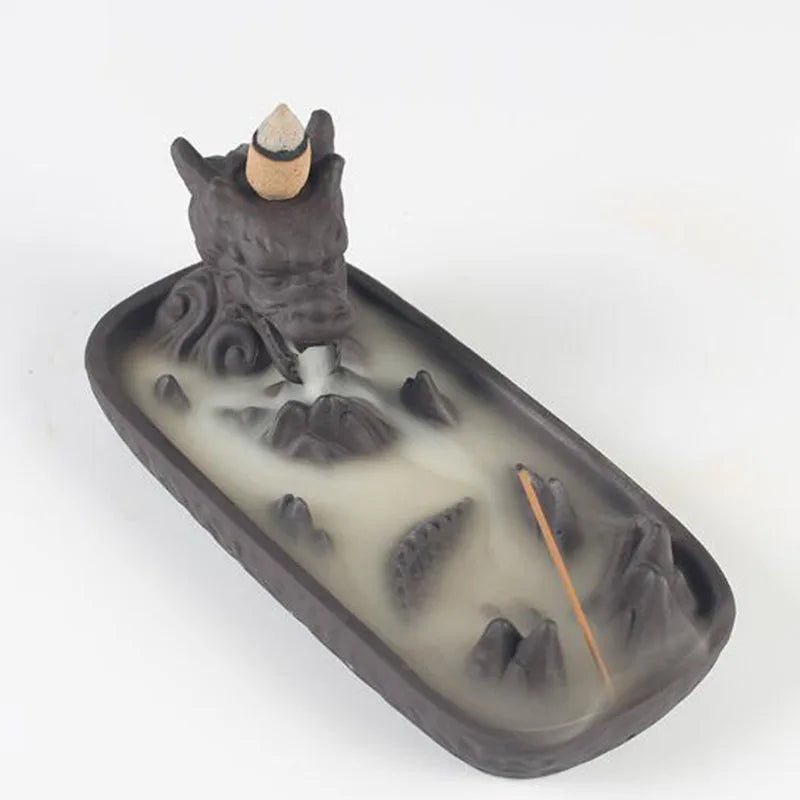 Backflow Incense Burner Incense Holder Auspicous Dragon Waterfall Aroma Furnace China Ceramic Crafts Zen Home Decor