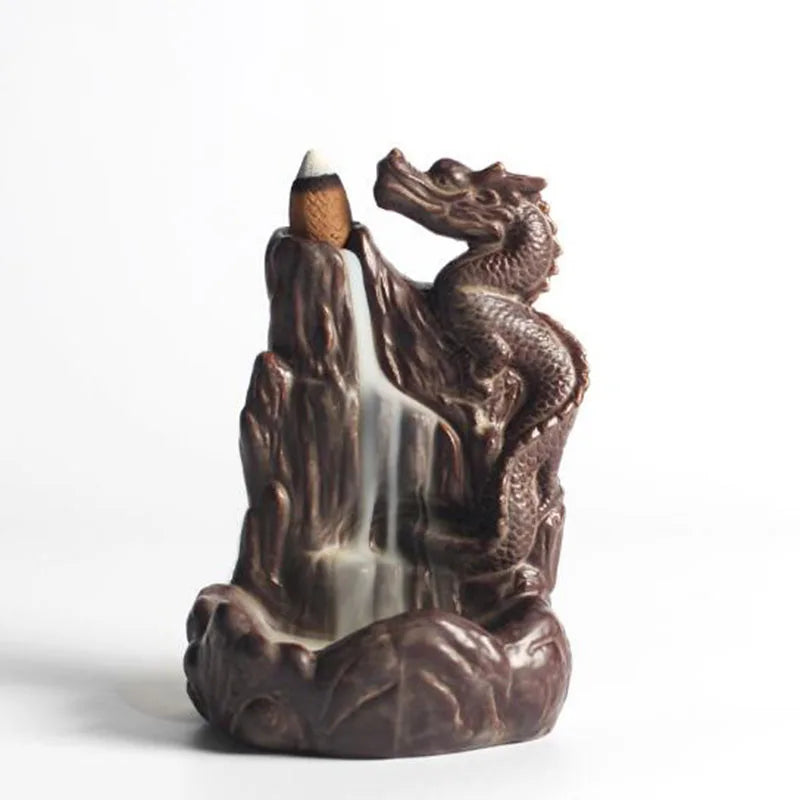 Backflow Incense Burner Incense Holder Auspicous Dragon Waterfall Aroma Furnace China Ceramic Crafts Zen Home Decor