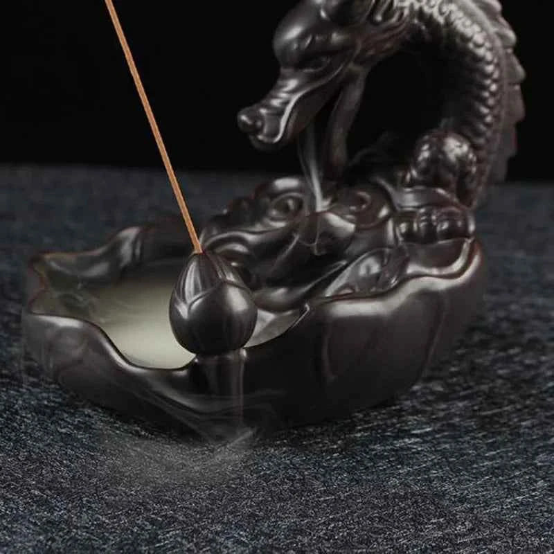Backflow Incense Burner Incense Holder Auspicous Dragon Waterfall Aroma Furnace China Ceramic Crafts Zen Home Decor