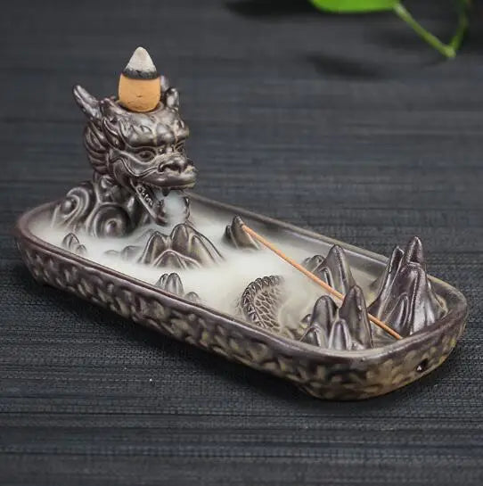 Backflow Incense Burner Incense Holder Auspicous Dragon Waterfall Aroma Furnace China Ceramic Crafts Zen Home Decor