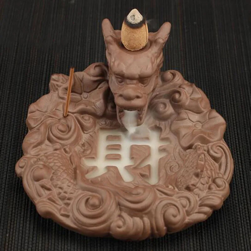Backflow Incense Burner Incense Holder Auspicous Dragon Waterfall Aroma Furnace China Ceramic Crafts Zen Home Decor
