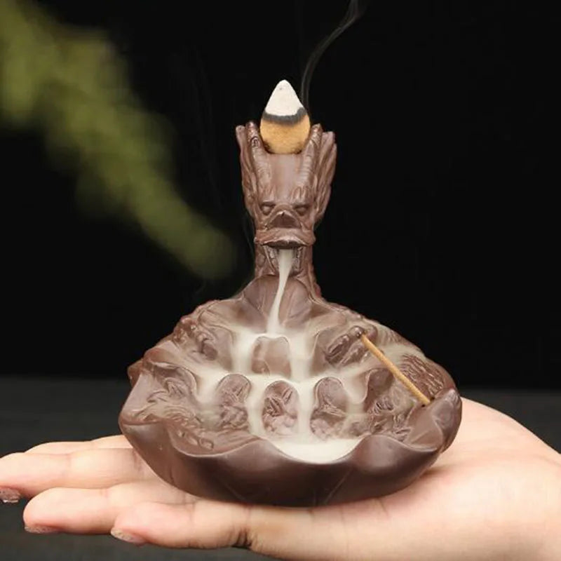 Backflow Incense Burner Incense Holder Auspicous Dragon Waterfall Aroma Furnace China Ceramic Crafts Zen Home Decor