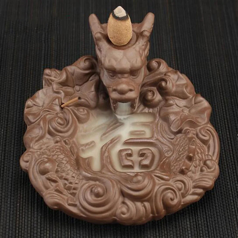 Backflow Incense Burner Incense Holder Auspicous Dragon Waterfall Aroma Furnace China Ceramic Crafts Zen Home Decor