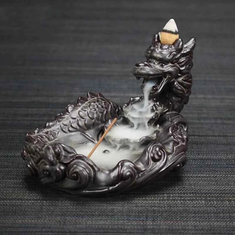 Backflow Incense Burner Incense Holder Auspicous Dragon Waterfall Aroma Furnace China Ceramic Crafts Zen Home Decor