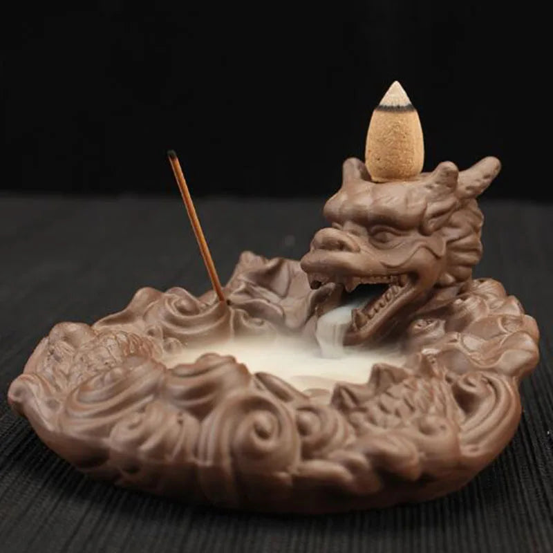 Backflow Incense Burner Incense Holder Auspicous Dragon Waterfall Aroma Furnace China Ceramic Crafts Zen Home Decor