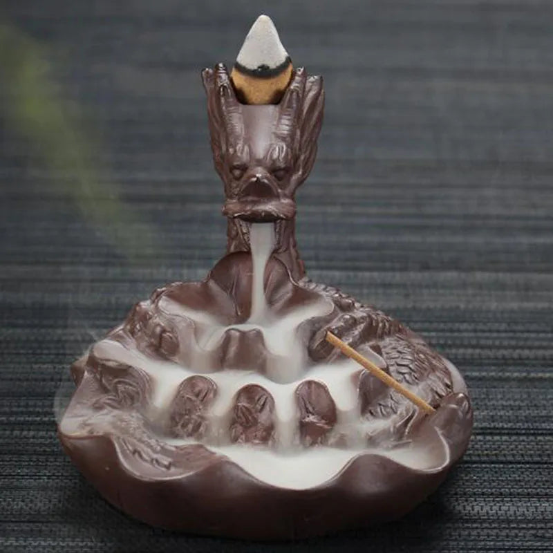 Backflow Incense Burner Incense Holder Auspicous Dragon Waterfall Aroma Furnace China Ceramic Crafts Zen Home Decor