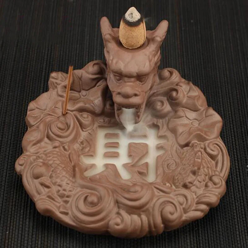 Backflow Incense Burner Incense Holder Auspicous Dragon Waterfall Aroma Furnace China Ceramic Crafts Zen Home Decor