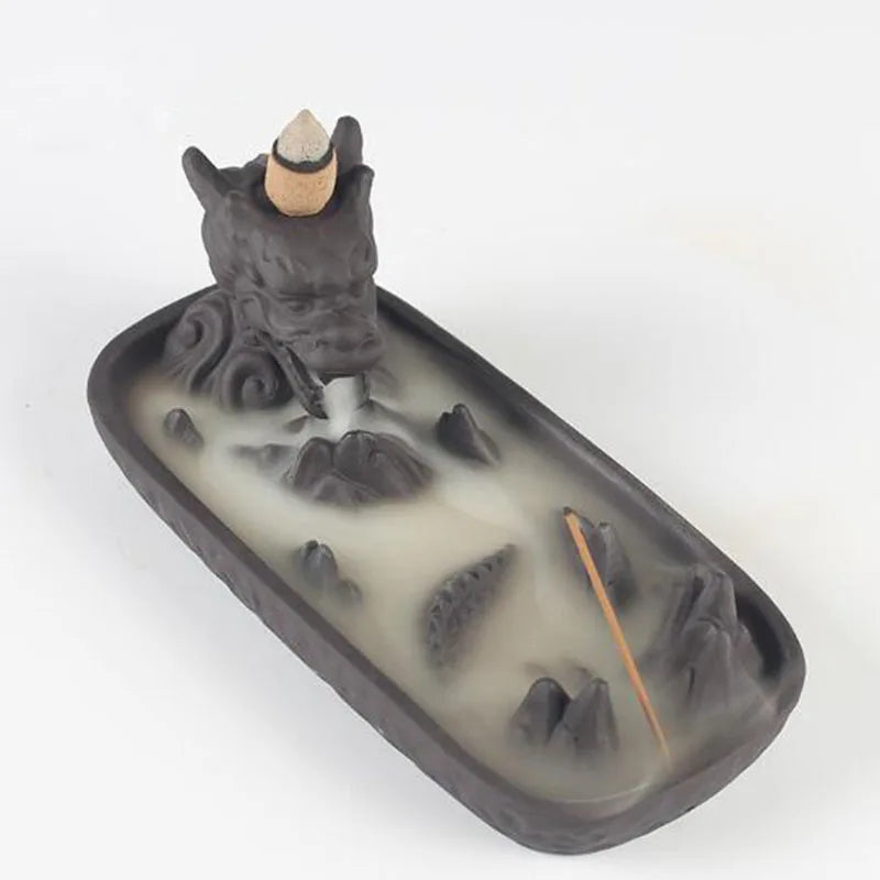 Backflow Incense Burner Incense Holder Auspicous Dragon Waterfall Aroma Furnace China Ceramic Crafts Zen Home Decor