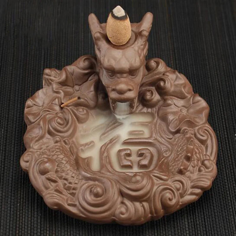Backflow Incense Burner Incense Holder Auspicous Dragon Waterfall Aroma Furnace China Ceramic Crafts Zen Home Decor