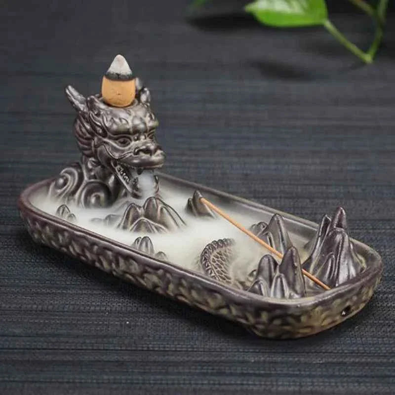 Backflow Incense Burner Incense Holder Auspicous Dragon Waterfall Aroma Furnace China Ceramic Crafts Zen Home Decor