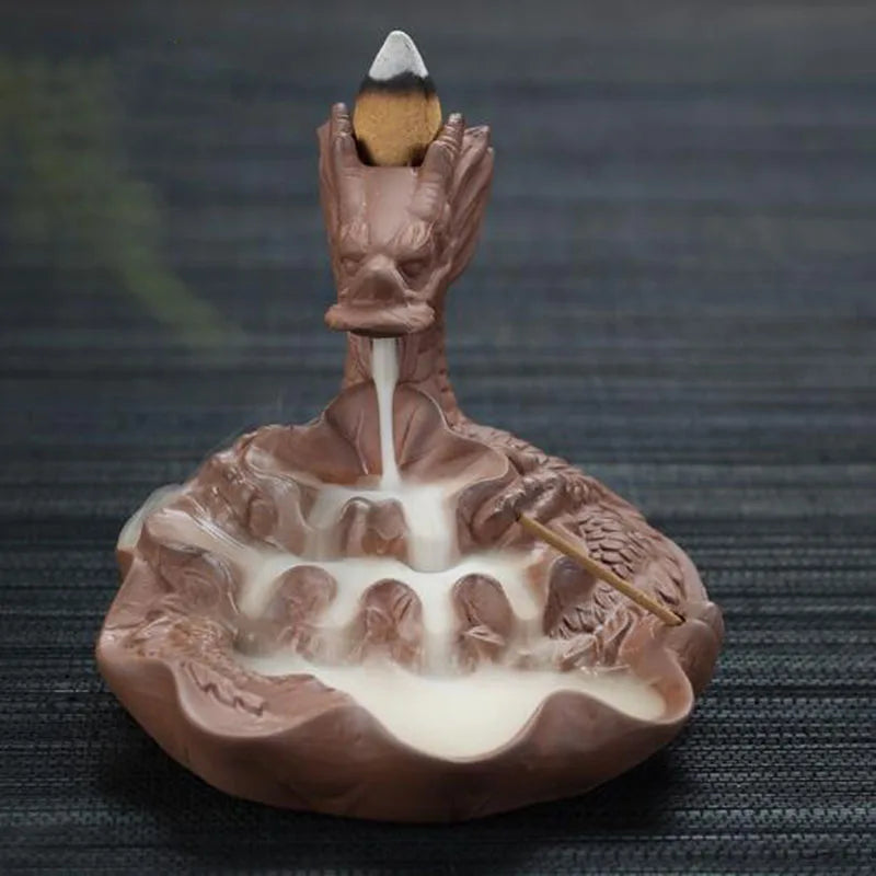 Backflow Incense Burner Incense Holder Auspicous Dragon Waterfall Aroma Furnace China Ceramic Crafts Zen Home Decor