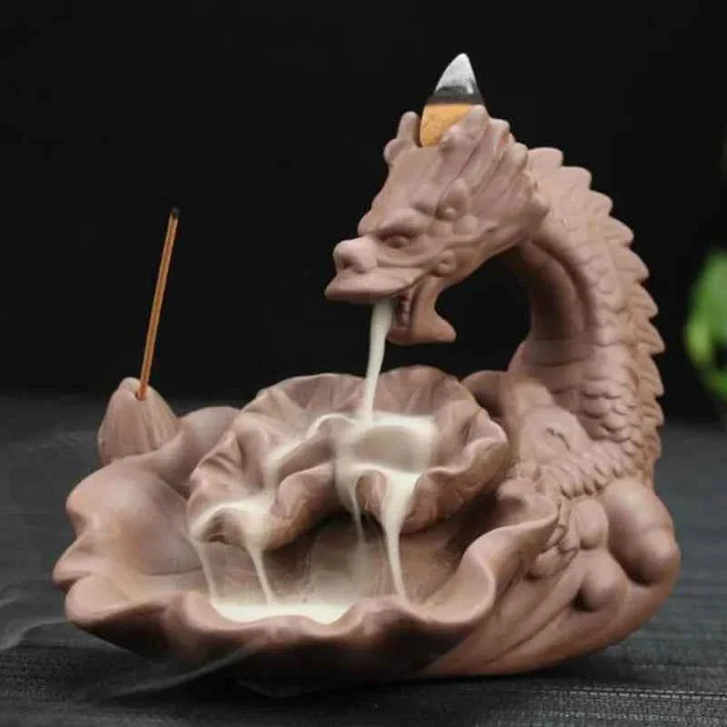 Backflow Incense Burner Incense Holder Auspicous Dragon Waterfall Aroma Furnace China Ceramic Crafts Zen Home Decor