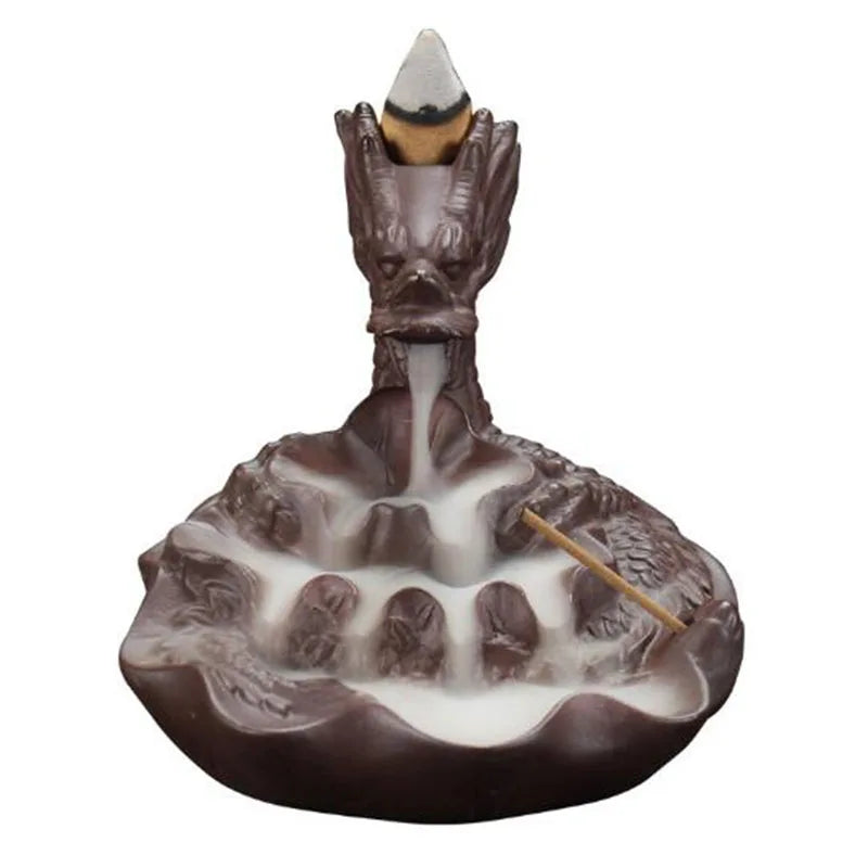 Backflow Incense Burner Incense Holder Auspicous Dragon Waterfall Aroma Furnace China Ceramic Crafts Zen Home Decor