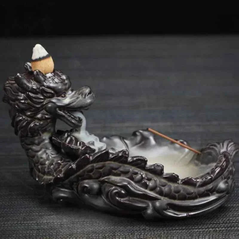 Backflow Incense Burner Incense Holder Auspicous Dragon Waterfall Aroma Furnace China Ceramic Crafts Zen Home Decor