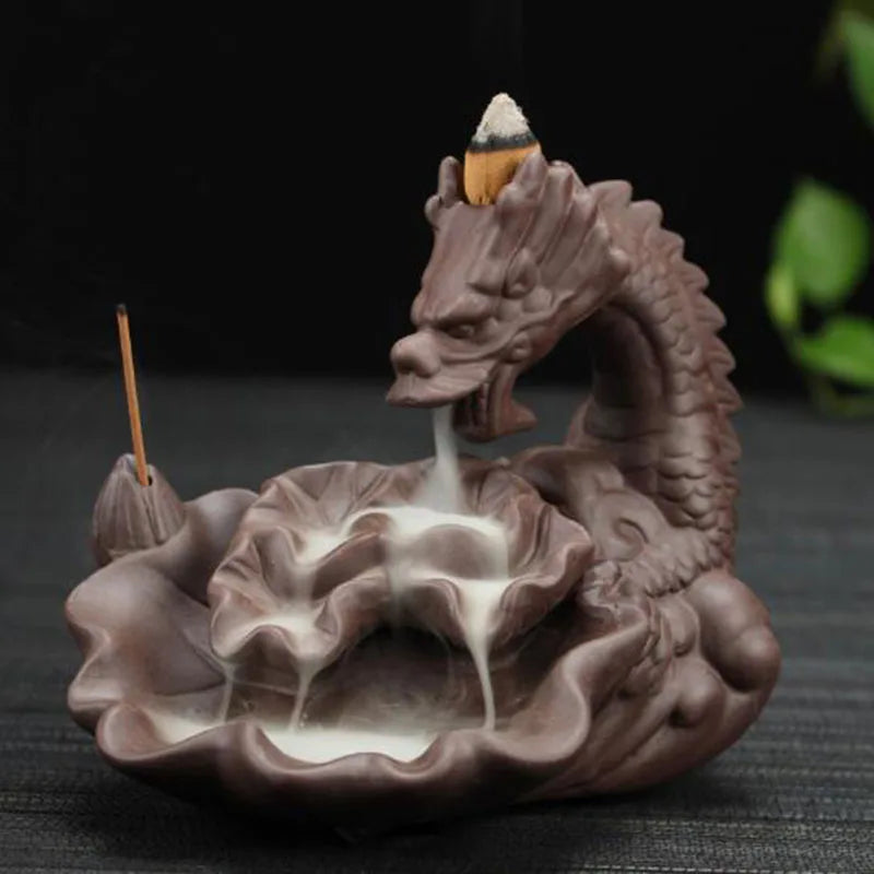 Backflow Incense Burner Incense Holder Auspicous Dragon Waterfall Aroma Furnace China Ceramic Crafts Zen Home Decor