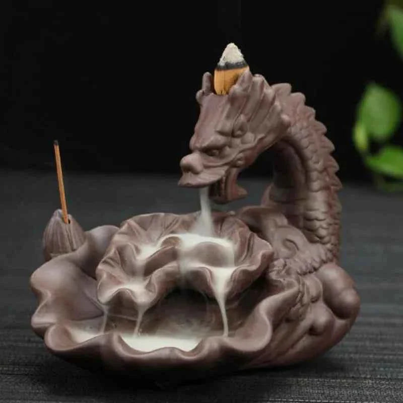 Backflow Incense Burner Incense Holder Auspicous Dragon Waterfall Aroma Furnace China Ceramic Crafts Zen Home Decor