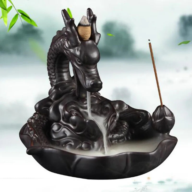 Backflow Incense Burner Incense Holder Auspicous Dragon Waterfall Aroma Furnace China Ceramic Crafts Zen Home Decor