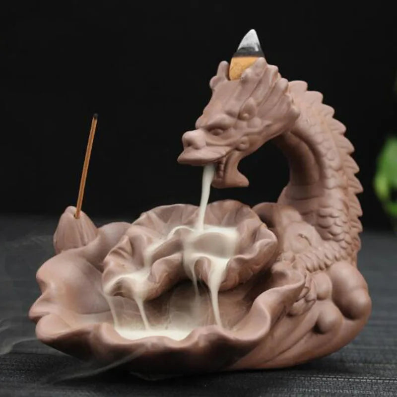 Backflow Incense Burner Incense Holder Auspicous Dragon Waterfall Aroma Furnace China Ceramic Crafts Zen Home Decor
