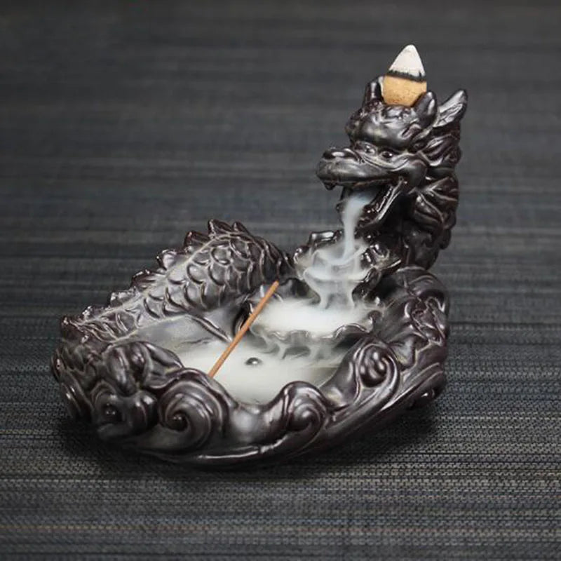 Backflow Incense Burner Incense Holder Auspicous Dragon Waterfall Aroma Furnace China Ceramic Crafts Zen Home Decor