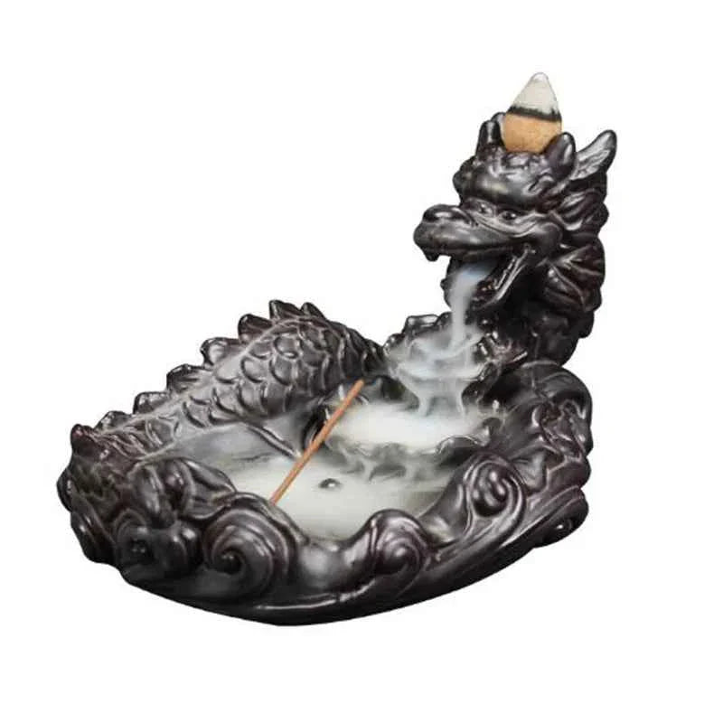 Backflow Incense Burner Incense Holder Auspicous Dragon Waterfall Aroma Furnace China Ceramic Crafts Zen Home Decor