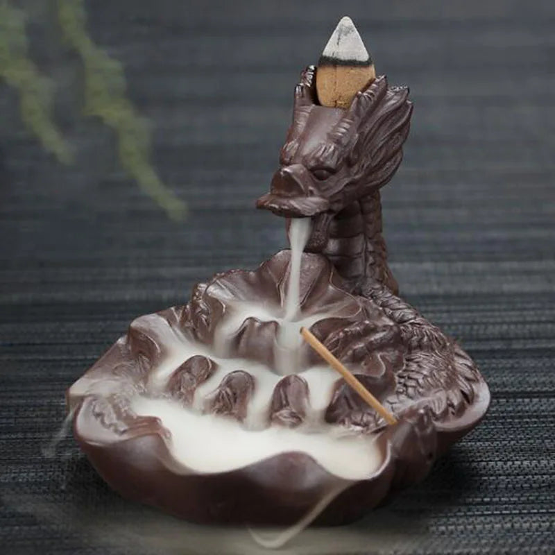 Backflow Incense Burner Incense Holder Auspicous Dragon Waterfall Aroma Furnace China Ceramic Crafts Zen Home Decor