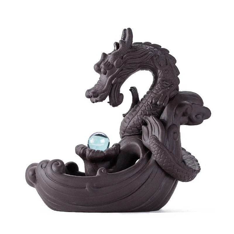 Ceramic Dragon Back-flow Incense Burner - 10 Incense Cones free gift