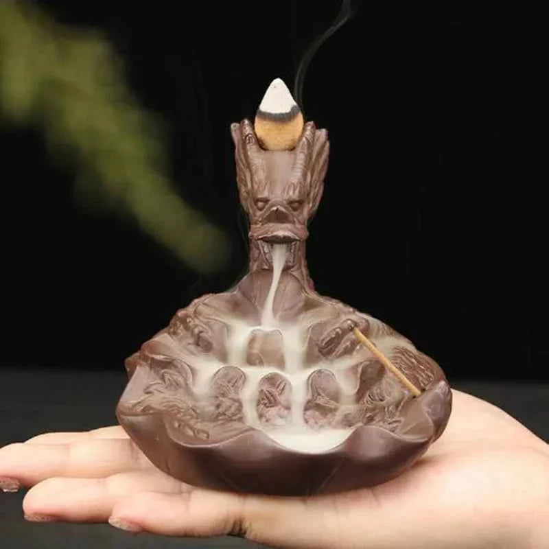 Backflow Incense Burner Incense Holder Auspicous Dragon Waterfall Aroma Furnace China Ceramic Crafts Zen Home Decor