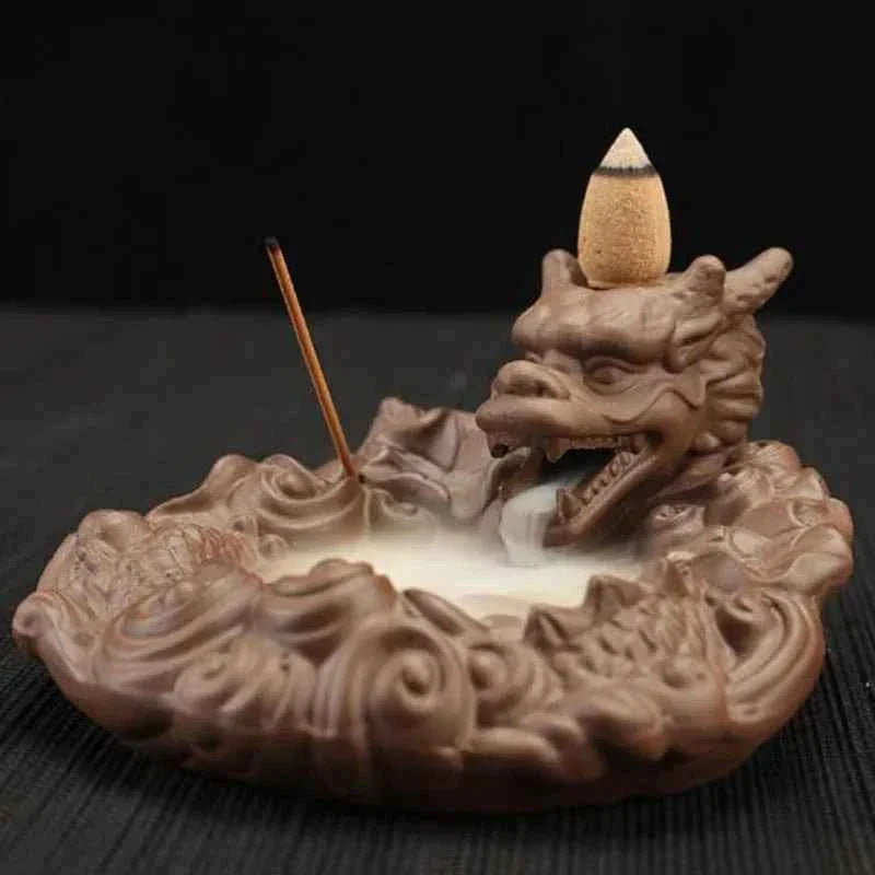 Backflow Incense Burner Incense Holder Auspicous Dragon Waterfall Aroma Furnace China Ceramic Crafts Zen Home Decor