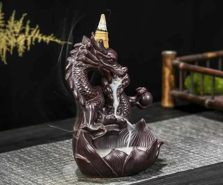 Y The Western Pterosaur Backflow Incense Burner Dragon for Incense Sticks Living Room Smoke Waterfall Incense Base Ceramic Stove