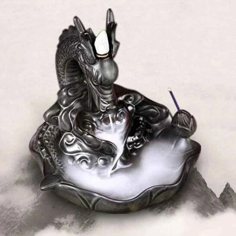 Backflow Incense Burner Incense Holder Auspicous Dragon Waterfall Aroma Furnace China Ceramic Crafts Zen Home Decor