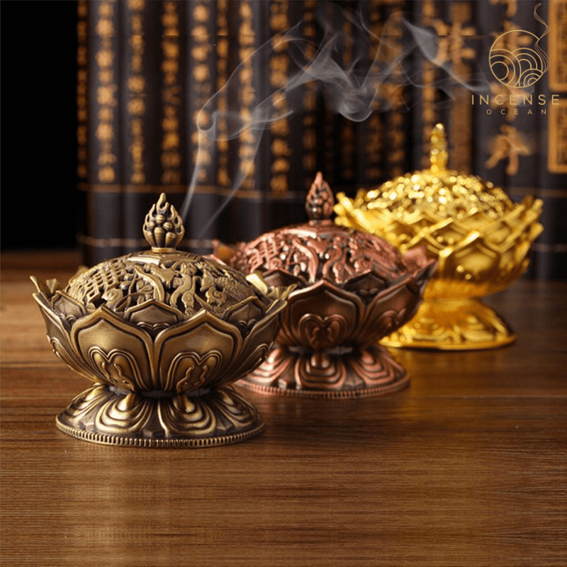 Lotus Flower Sandalwood Censer Incense Holder