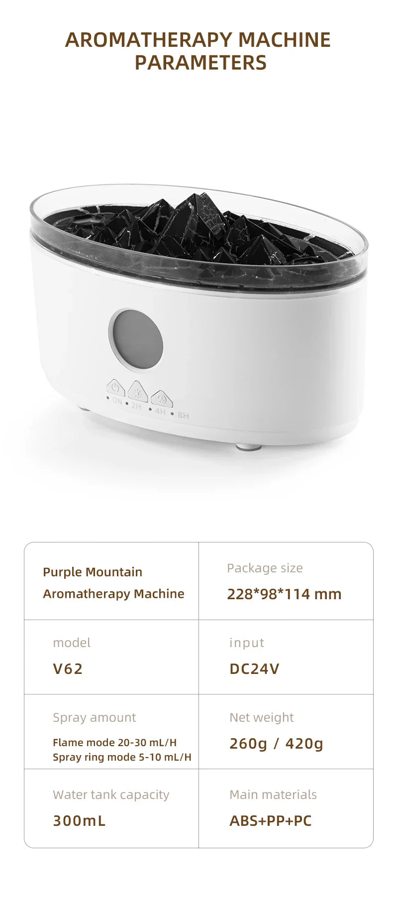 Volcano Aromatherapy Diffuser | Flame & Jellyfish Mist | 300ml