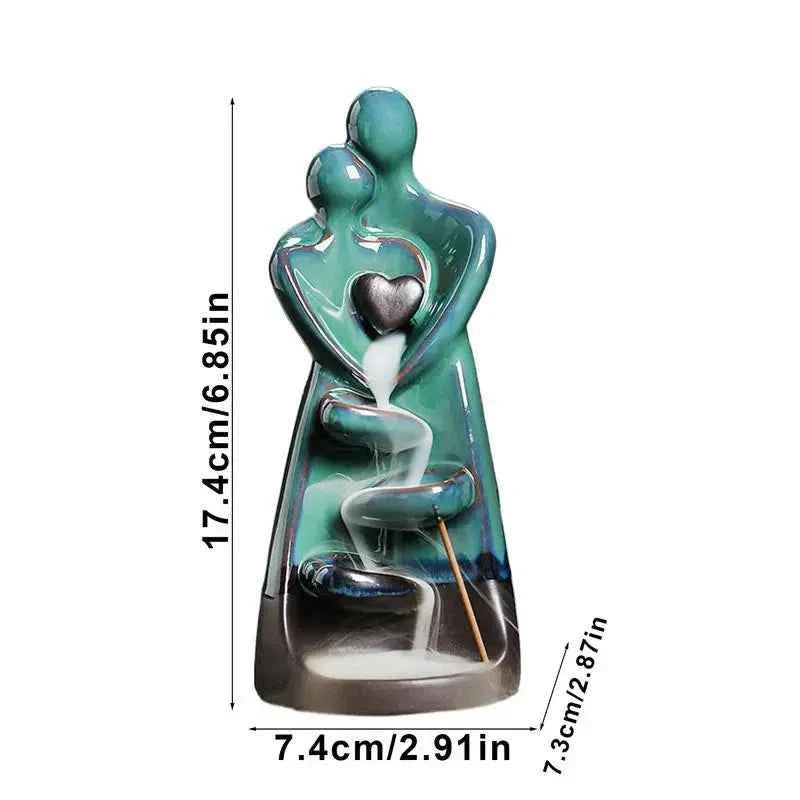 Lover Couple Ceramic Sandalwood Backflow Incense Burner Home Decor Waterfall Incense Burner Valentine's Day Gift