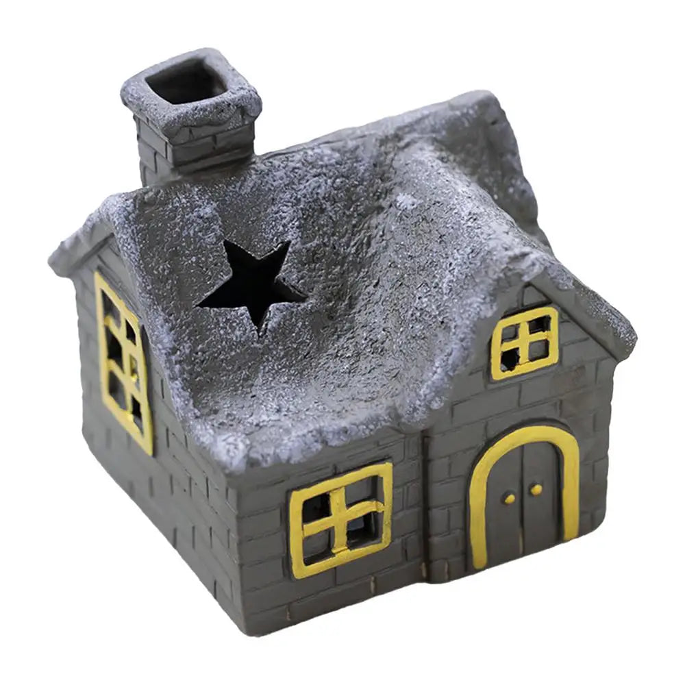 Christmas House Incense Burner - Ceramic Aroma Cone Burner with Chimney Design and Ash Catcher for Table Décor