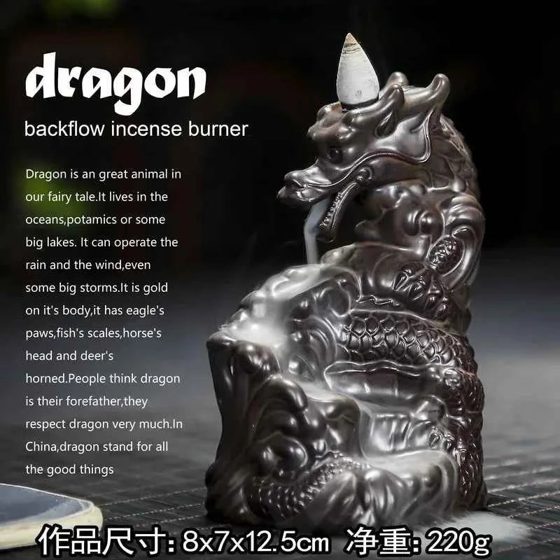 Y The Western Pterosaur Backflow Incense Burner Dragon for Incense Sticks Living Room Smoke Waterfall Incense Base Ceramic Stove