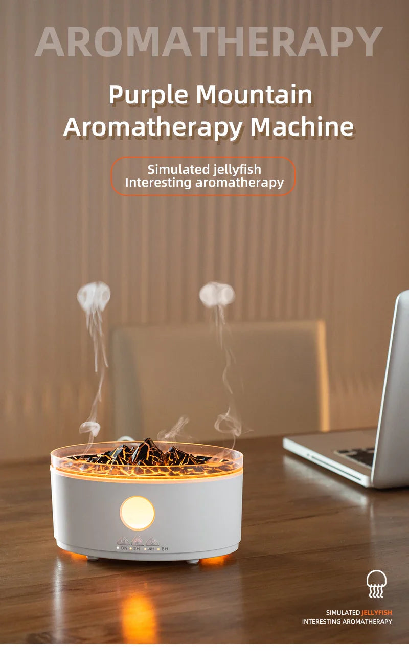 Volcano Aromatherapy Diffuser | Flame & Jellyfish Mist | 300ml