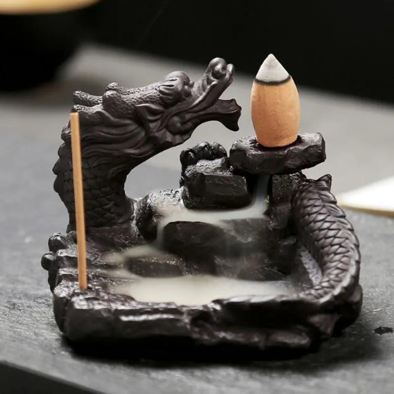 Backflow Incense Burner Incense Holder Auspicous Dragon Waterfall Aroma Furnace China Ceramic Crafts Zen Home Decor