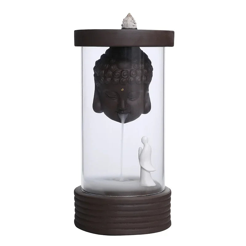 Enlightened Buddha Backflow Incense Burner | Ceramic & Glass