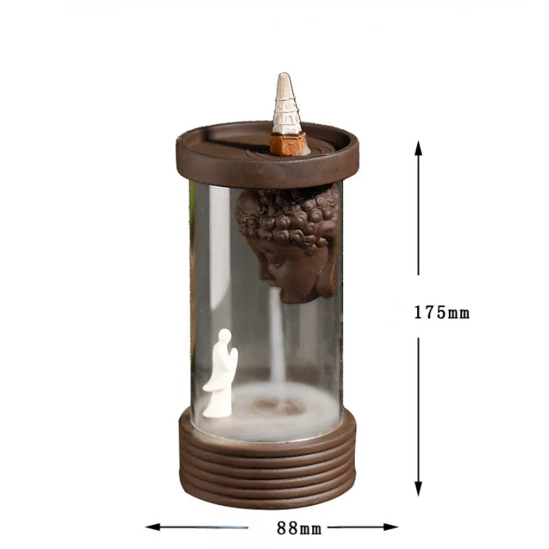 Enlightened Buddha Backflow Incense Burner | Ceramic & Glass