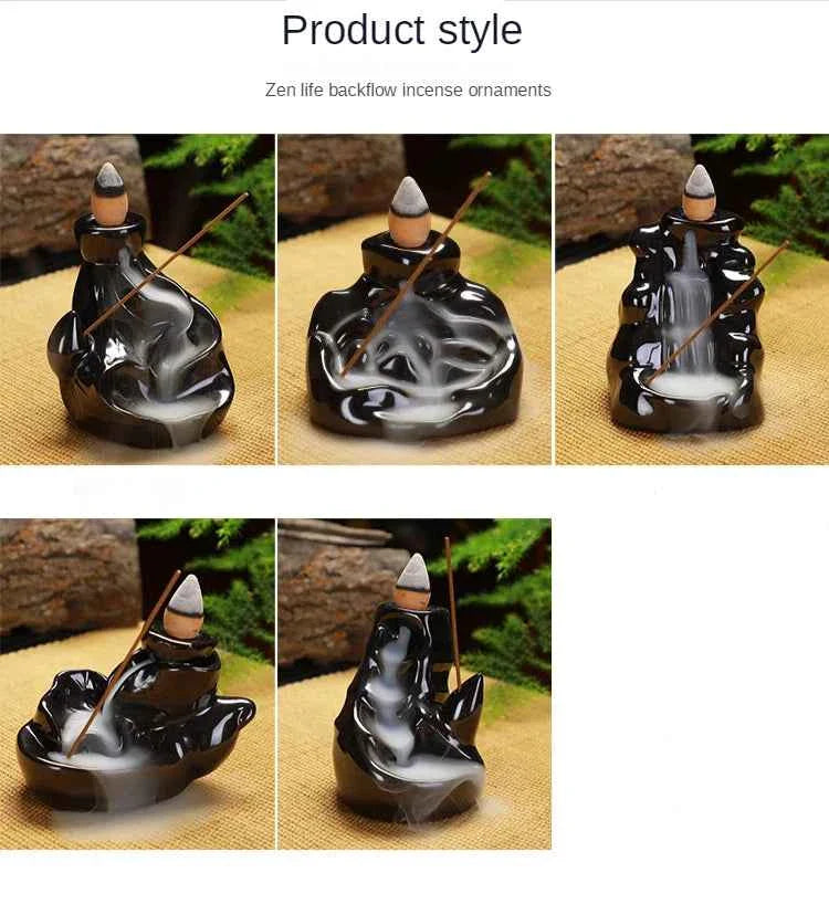 Creative Ceramic Backflow Incense Burner  Crafts Office Home Decoration Mountain Incense Holder Buddhist Supplies