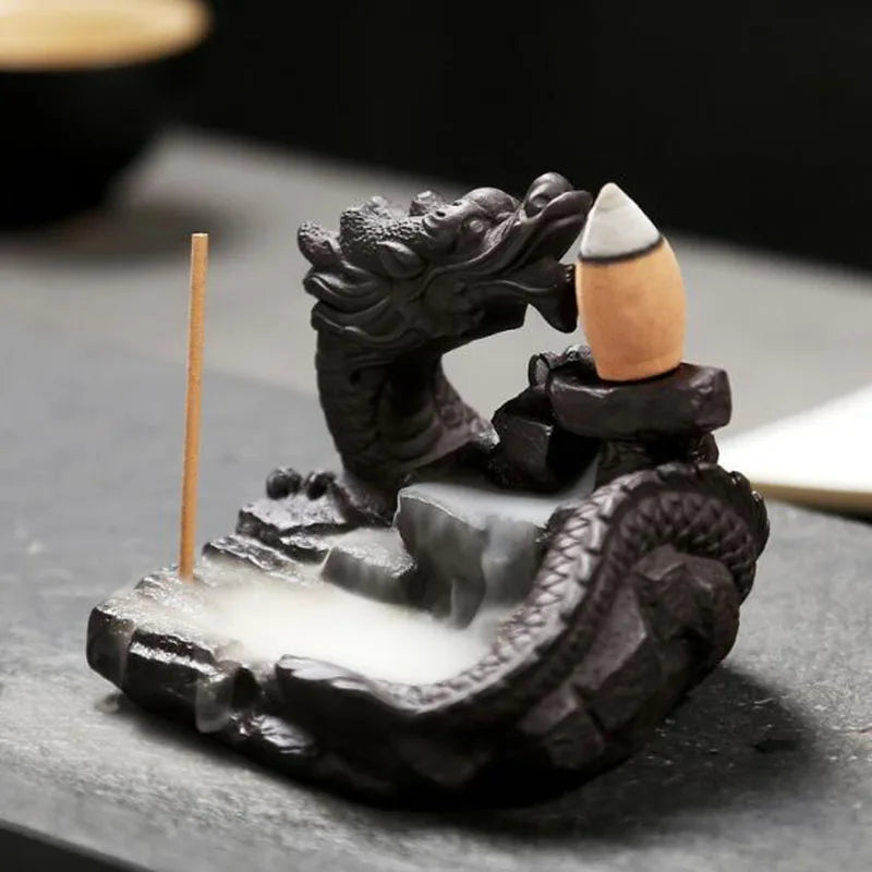 Backflow Incense Burner Incense Holder Auspicous Dragon Waterfall Aroma Furnace China Ceramic Crafts Zen Home Decor