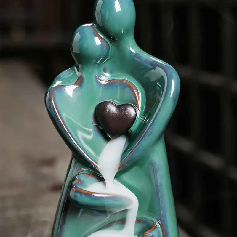 Lover Couple Ceramic Sandalwood Backflow Incense Burner Home Decor Waterfall Incense Burner Valentine's Day Gift