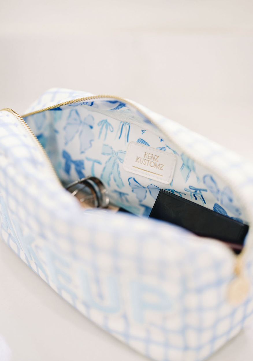 Makeup - Blue Trellis Nylon Large Bag