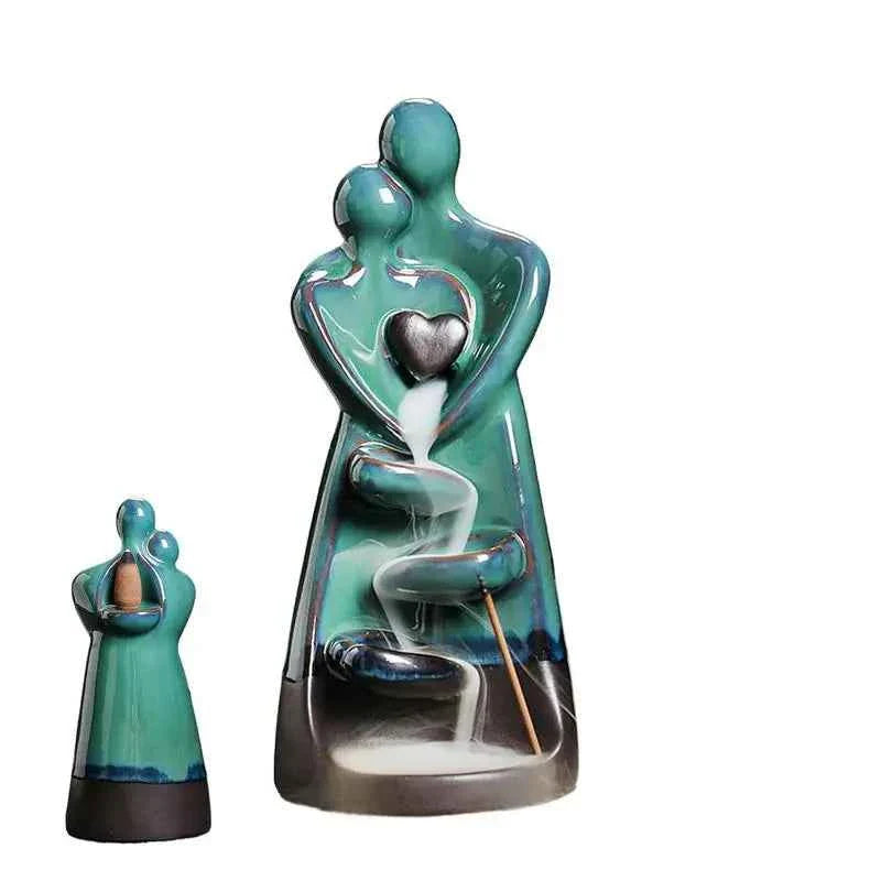 Lover Couple Ceramic Sandalwood Backflow Incense Burner Home Decor Waterfall Incense Burner Valentine's Day Gift