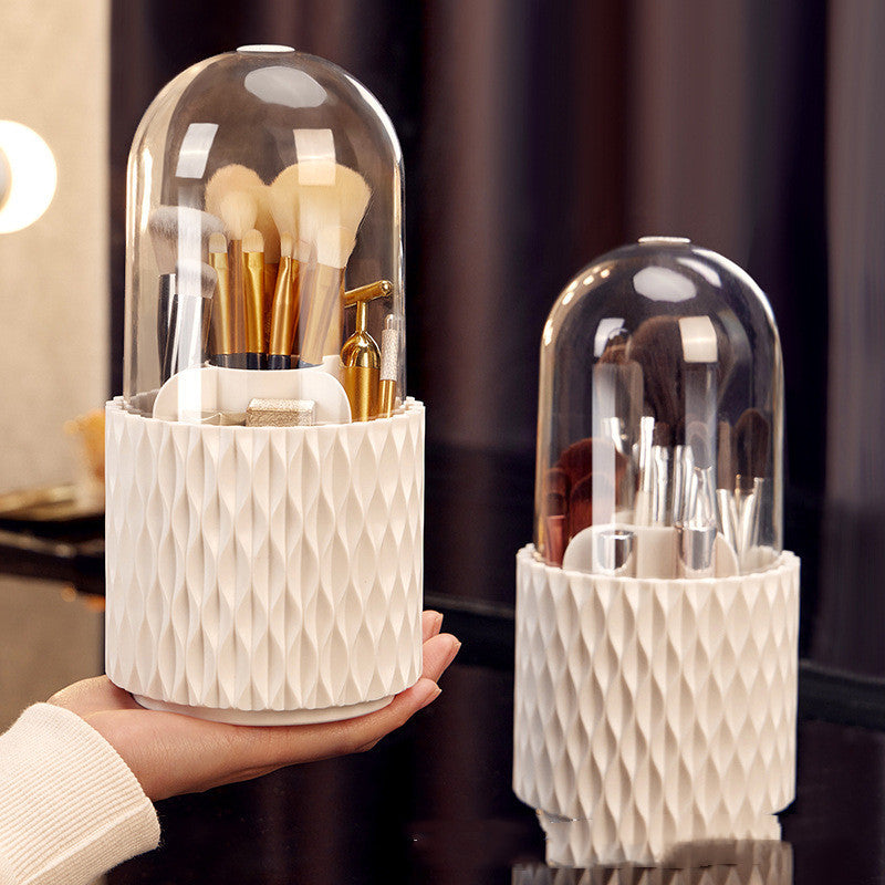 360° Rotating Makeup Brush Storage with Lid